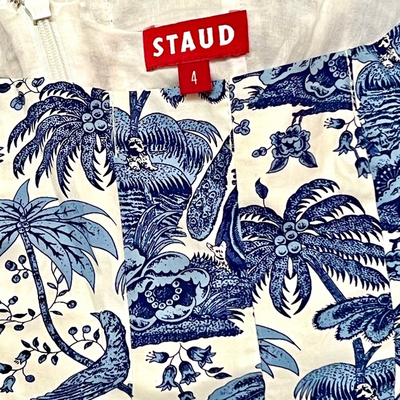 🌺🎉HP🎉🌺 NWT Staud Wells Mini Dress Blue Toile - Picture 15 of 16